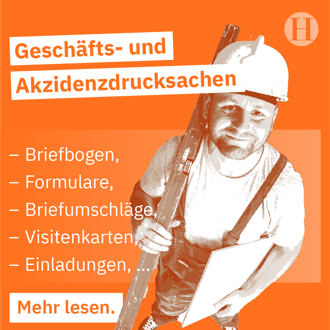 Geschäftsdrucksachen, Akzidenzdrucksachen, Briefbogen, Formulare, Briefumschläge, Briefhüllen, Visitenkarten, Einladungen, Drucksachen